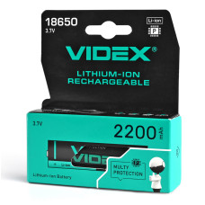 Акумулятор Videx літій-іонний 18650-P (захист) 2200mAh color box/1шт