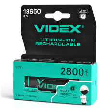 Акумулятор Videx літій-іонний 18650-P (захист) 2800mAh color box/1шт