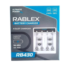 Зарядний пристрій RABLEX RB 430 на 4 акумулятори Ni-Mh/Ni-Cd АА/ААА/крона 2A Type-c