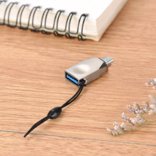 Перехідник Hoco UA10 MicroUSB -> USB OTG Pearl Nickel Silver