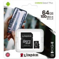 Карта пам'яті Kingston microSDXC 64GB Canvas Select Plus Class 10 UHS-I U1 V10 A1 + SD-адаптер (SDCS2/64GB) 