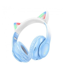 Бездротові навушники Bluetooth HOCO Cat ears W42 Blue з вушками та підсвічуванням