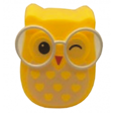 LED Нічник в розетку "Совеня в окулярах" з вимикачем LEBRON L-W090, 1W, жовтий